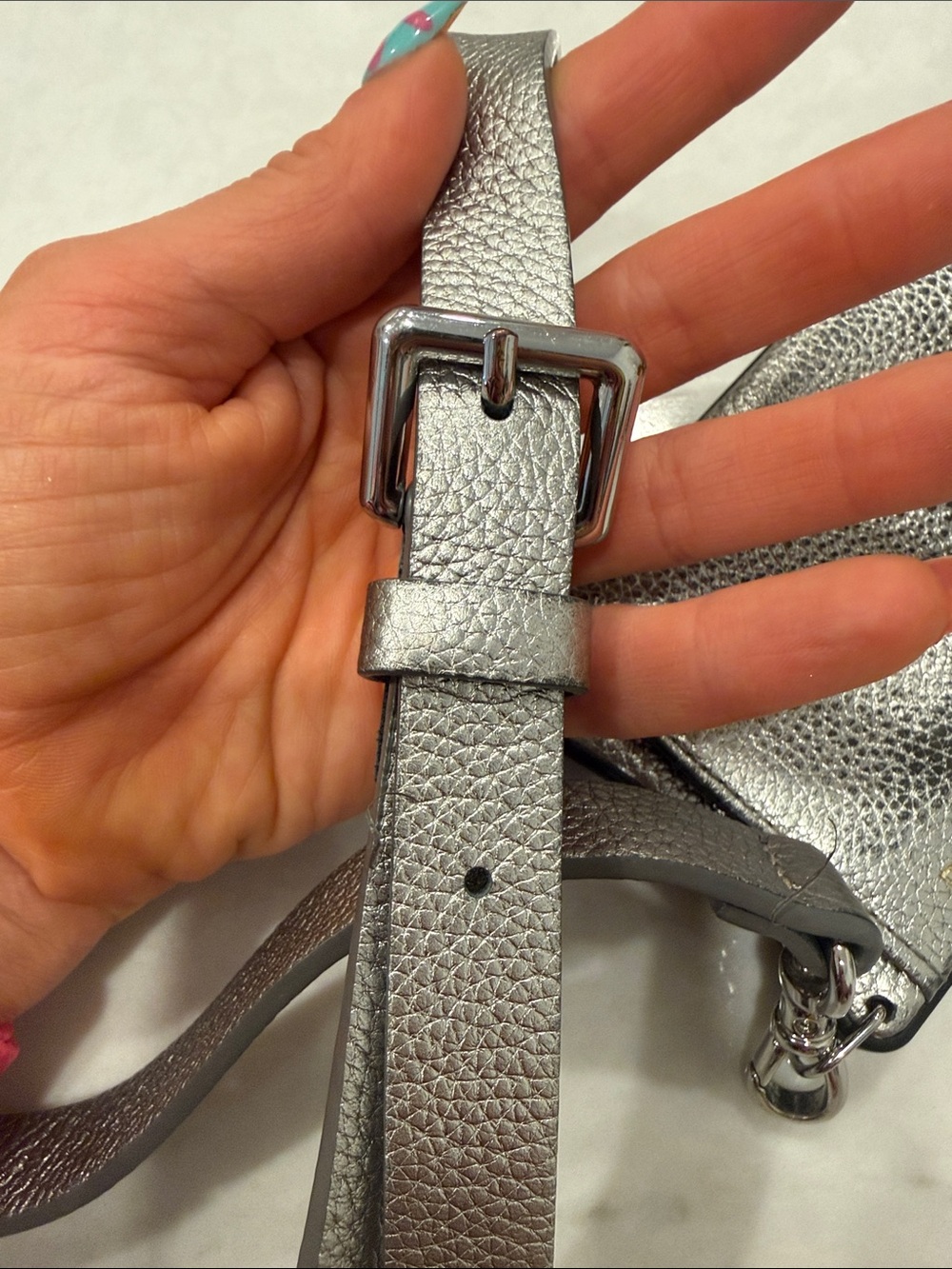 Bandolier Metallic Silver Pebbled Crossbody Phone Wallet iPhone 13 Pro Max - Picture 7 of 7